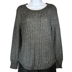 Calvin Klein Jeans Open crochet Knit Chunky Sweater Women's Med Metallic Silver